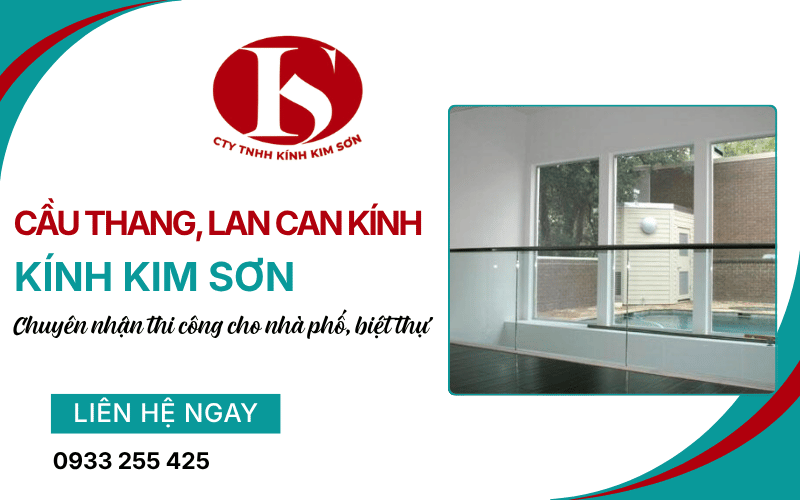 cầu thang, lan can kính