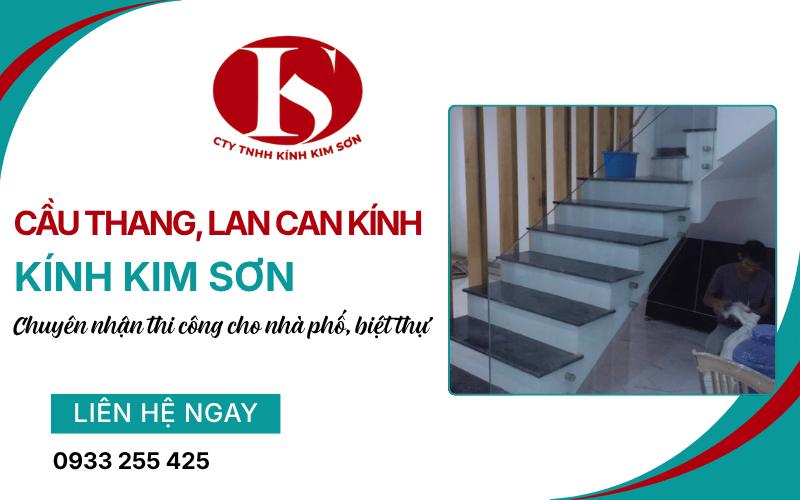 cầu thang, lan can kính