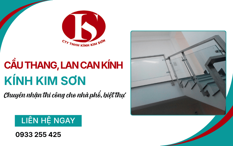 cầu thang, lan can kính