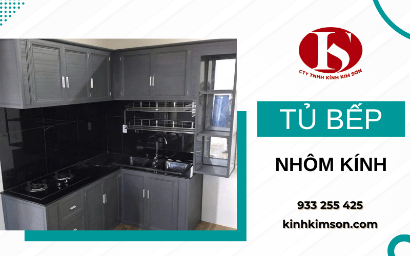 tủ bếp nhôm kính