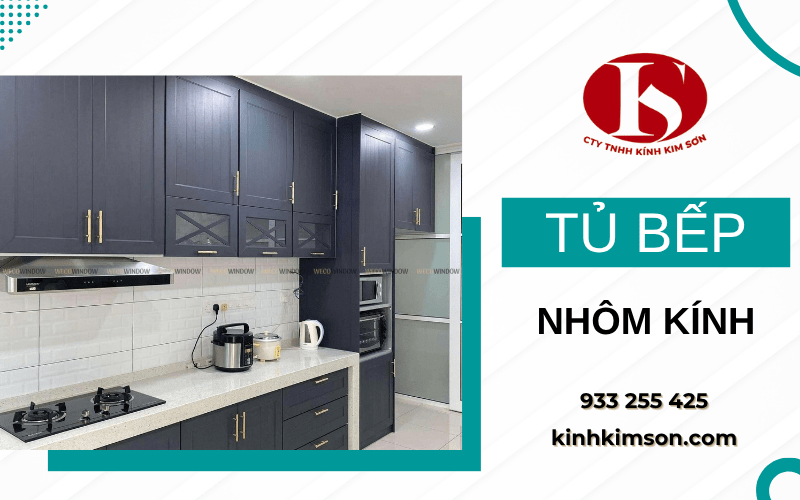 tủ bếp nhôm kính